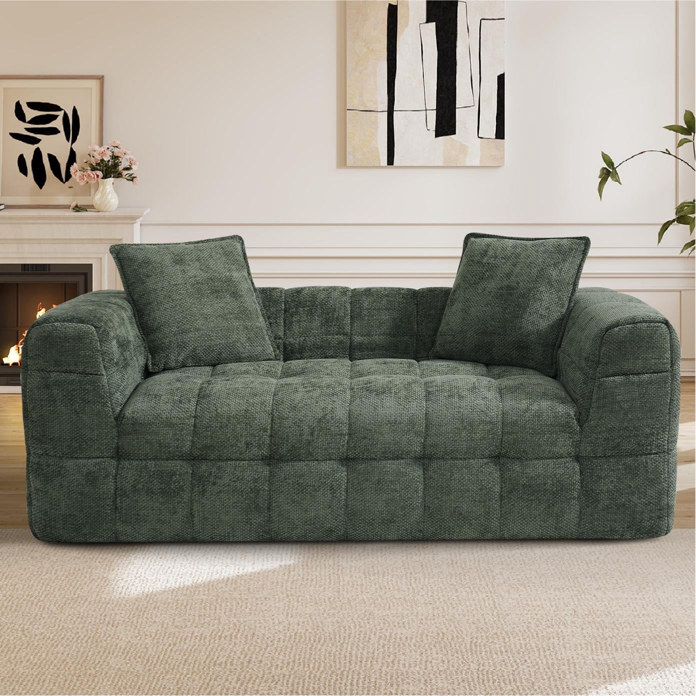Rophefx Comfy Chenille 2 Seater Deep Seat Couch, Boneless Cloud Couch ...