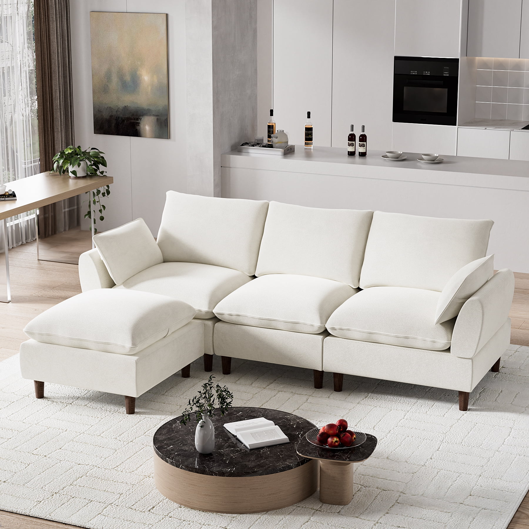 Rophefx Chenille Sectional Couches, 94.5 Inch Modular Sectional Sofa ...