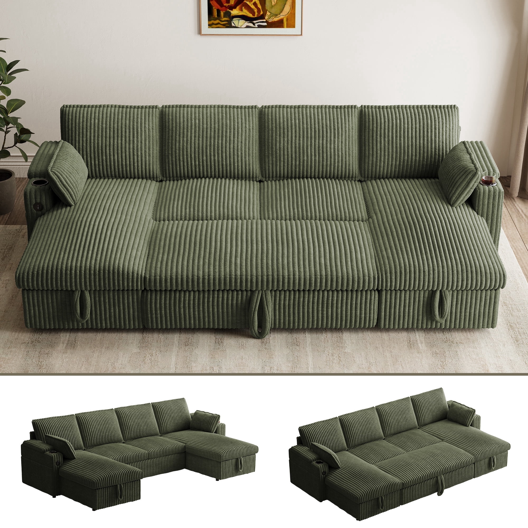 Rophefx Modular Sectional Sofa,Modern Chenille U-Shaped Sofa Couch with ...
