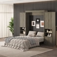 thumbnail image 1 of Rophefx Queen Murphy Bed, with Storage Shelves, Wall Bed Cabinet, Foldable Platform Beds, Hidden Bedframe for Bedroom, Guest Room,Grey, 1 of 10