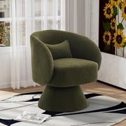 Rophefx 360  Swivel Barrel Chair,Comfy Teddy Accent Chair with Armrest Single Reading Sofa Chair for Living Room Bedroom Office Readingroom,Olive Green