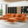 thumbnail image 1 of Rophefx 114" Sectional Sofa for Living Room,Modern Velvet Couch,U-Shaped Sofa with Chaise and Ottoman,Orange, 1 of 10