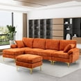 thumbnail image 1 of Rophefx 114.42" Sectional Couches for Living Room,Modern Velvet Fabric U-Shaped Couch,4-Seat Sofa with Chaise and Ottoman,Orange, 1 of 8