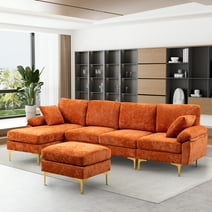 Rophefx Upholstered Velvet U-shaped Sectional Sofa With Ottoman