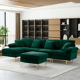 thumbnail image 1 of Rophefx 114" Sectional Sofa for Living Room,Modern Velvet Couch,U-Shaped Sofa with Chaise and Ottoman,Green, 1 of 10