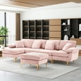 thumbnail image 1 of Rophefx 114" Sectional Sofa for Living Room,Modern Velvet Couch,U-Shaped Sofa with Chaise and Ottoman,Pink, 1 of 10