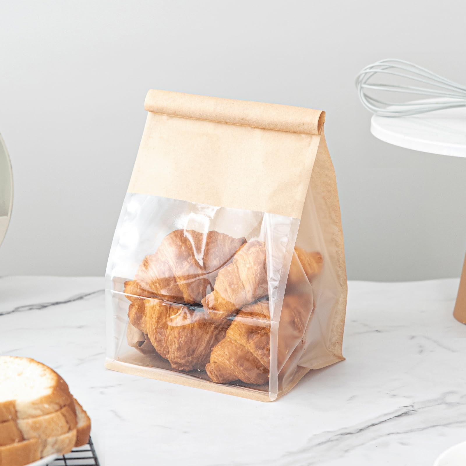 Roppolo 50 Pcs Bread DEF29 Bags for Homemade Breads with Window, 6.3 x ...