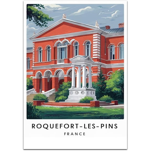 Roquefort les Pins Map Retro Style Travel Canvas, Vintage Rustic Canvas Print, Home Office Wall Decoration, Country Canvas Canvas BLvyaq