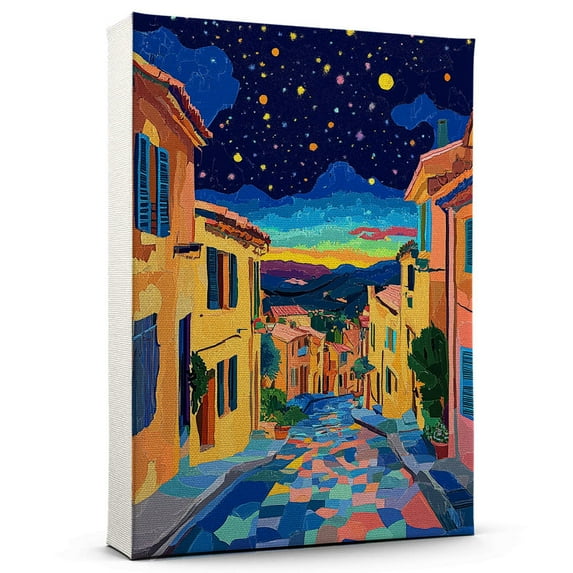 Roqueforts les Pinss Travel Starry Night Canvas Print, France Canvas Wall art, Roqueforts les Pinss Map Canvas, France Travel Art Picture Print -96AZ1166