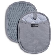 Pot Holders Sets of 2, Silicone Hot Pads for Kitchen,Heat Resistant Oven Mitts Pads with Pockets Non Slip Grip, Large Potholders,Trivets for Cooking, Baking,Gray