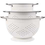 Rorence Steel Colander Set of 3, Powder Coated Nesting Strainers with Handles for Draining Rinsing Washing, 1.5/3/5 Quart