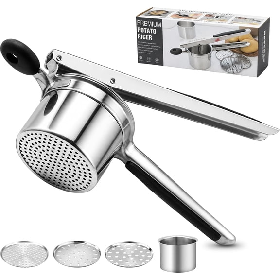 Stainless Steel Potato Ricer Masher Black 3 Discs - Walmart.com