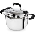 thumbnail image 1 of Rorence 3.7 Quart Stainless Steel Induction Casserole with Glass Lid and Straining Holes, Tri-Ply Base Stock Pot for Pasta, Vegetable and Soup Cooking, 1 of 8