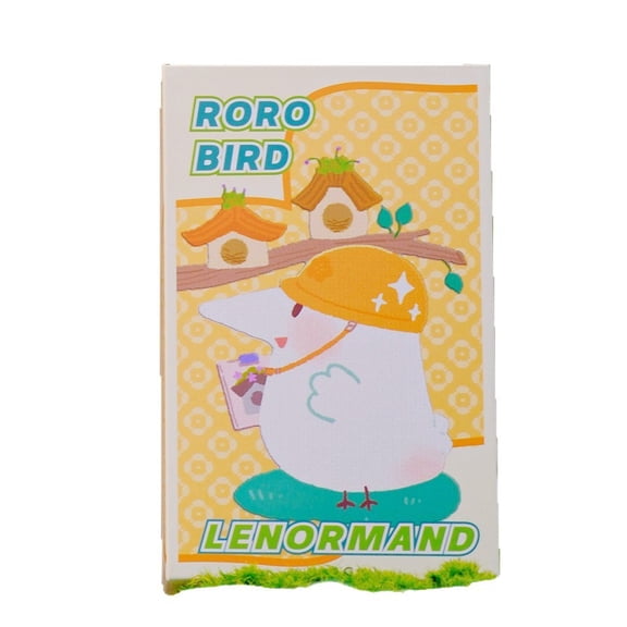 Roro Bird Lenormand Oracle Cards Deck, Cute Cartoon White Bird Divination Cards with Guidebook, Soft Pastel Rigid Storage Box Spiritual Fortune Telling Card Set for Adult Beginners & Collectors Ages