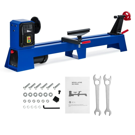 Roromall 0.5 HP Benchtop Wood Lathe High-Power Wood Lathe Machine with 4 Variable Speeds 1040 1480 2130 2980 RPM Complete Tool Set for Woodworking Woodturning