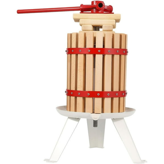 Roromall 1.6 Gallon Fruit Wine Press, Solid Wood Basket, Heavy Duty Manual Juice Maker, Cider Apple Grape Tincture Honey Olive Oil Making Press with Handle for Kitchen, Home