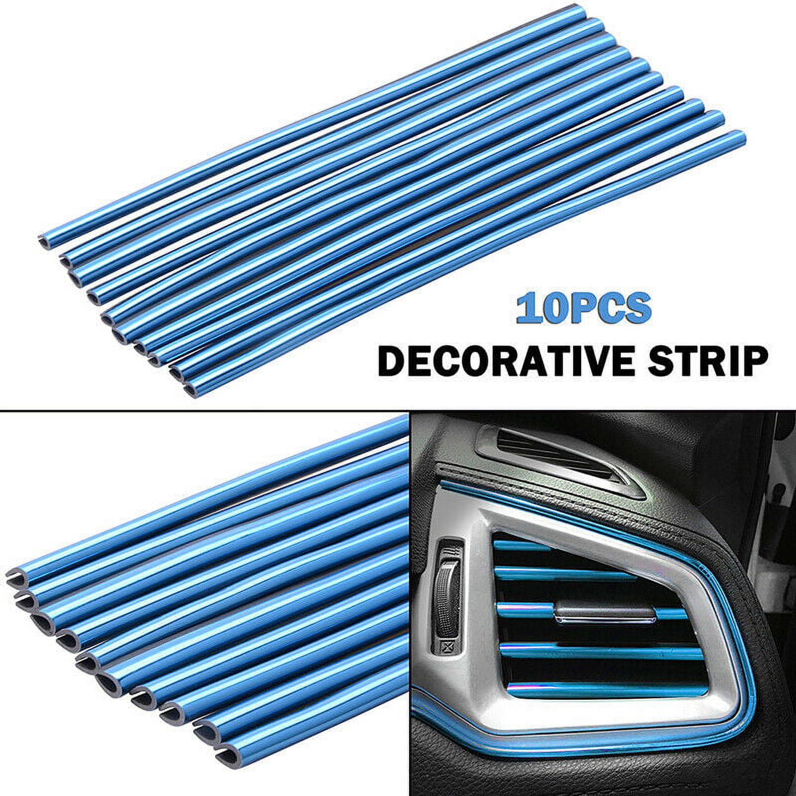 Roromall 10pcs Car Interior Chrome Trim Strip Air Condition Vent U