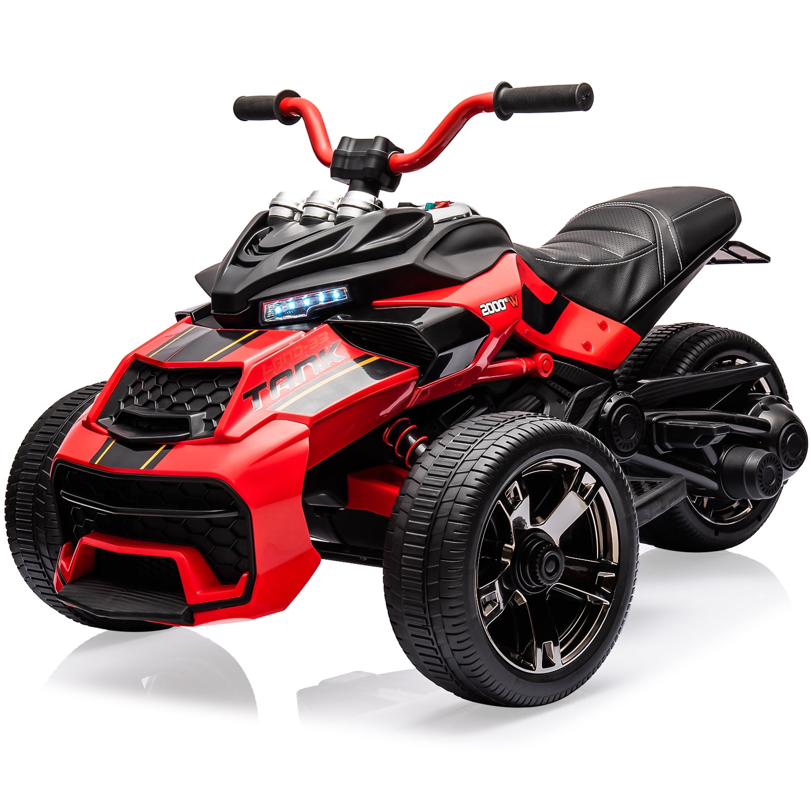 Roromall 12V Kids Ride On ATV, 3 Wheeler Electric Vehicle for Kids 3-8 Battery Powered Toy Car for Boys and Girls, with Led Lights, Treaded Tires, Music