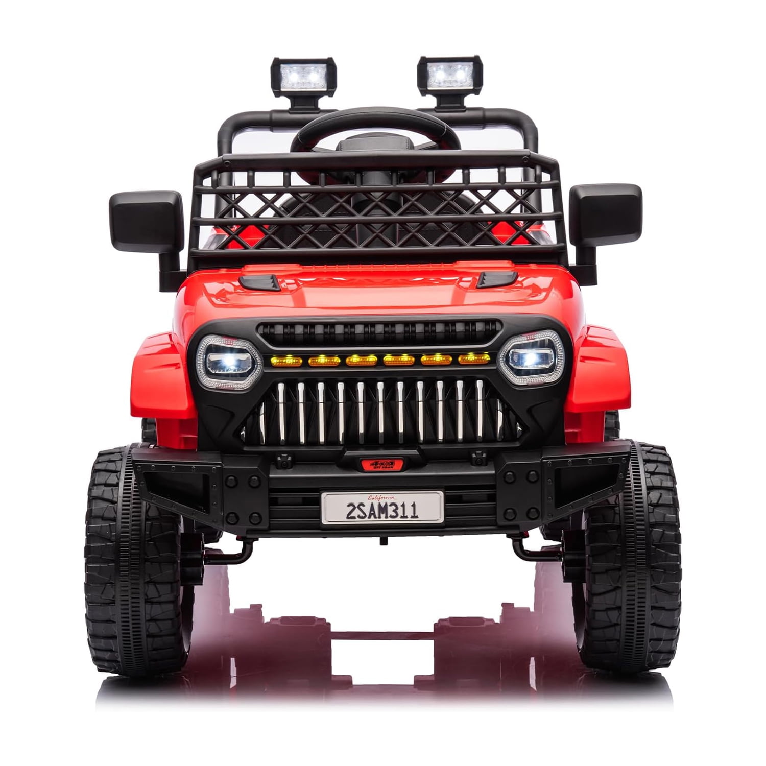 Red 12V Kids Ride-On Truck with Remote Control and LED Lights
