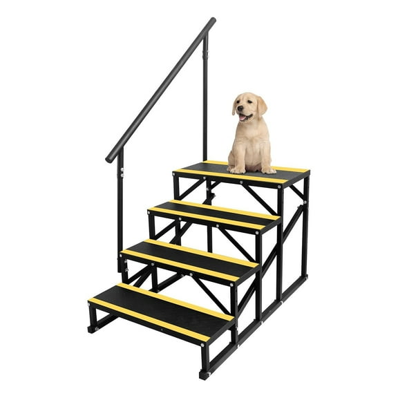 Roromall 2/3/4 Step RV Stairs with Handrail, Portable Hot Tub Steps with Non-Skid Tapes, Metal Stairs Steps for RV, Mobile Home Stairs Travel Trailers, Camper, Ground-Pool