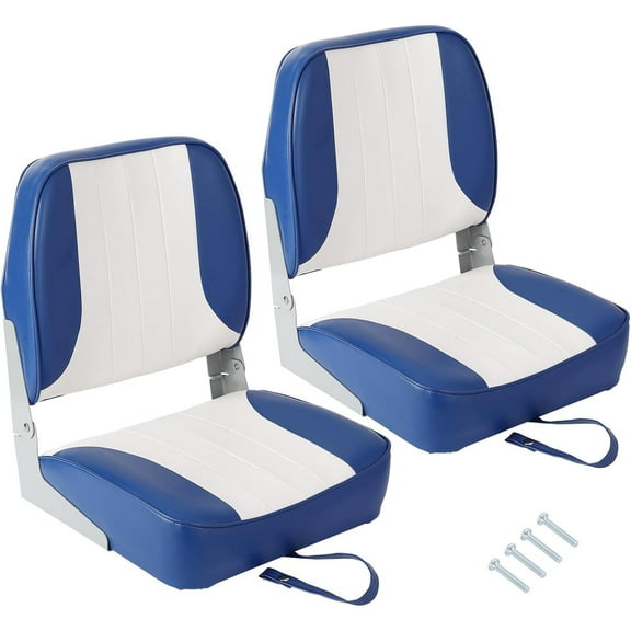 Roromall 2 Pack Boat Seats Low Back, Fold-Down Fishing Boat Chair with Thickened Sponge Padding and Hinge for Sightseeing Boat, Speedboat, Canoe