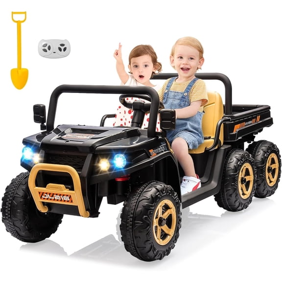 Roromall 2 Seater Ride On Truck for Kids 24V Ride On Dump Truck w/Parent Remote Control, Shovel, Music Player, Kids UTV Ride on Car with Electric Dump Bed, 4WD Power Ride Cars