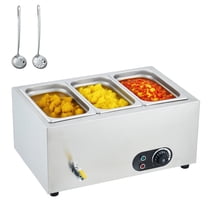 Roromall 24QT Commercial Food Warmer Stainless Steel 1500W Electric Buffet Server Bain Marie, 3-Pan Catering Hot Food Station for Restaurants, Hotels, Banquets