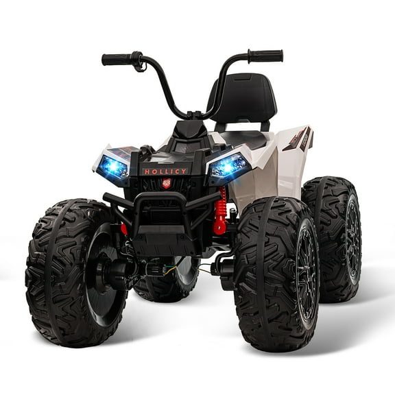 Roromall 24V Kids ATV, 2-Seater Ride on Car 4WD Quad Electric Vehicle, 2x200W Powerful Engine, with 7AHx2 Large Battery, Accelerator Handle, EVA Tires, Full Metal Suspensions, LED Light & Music