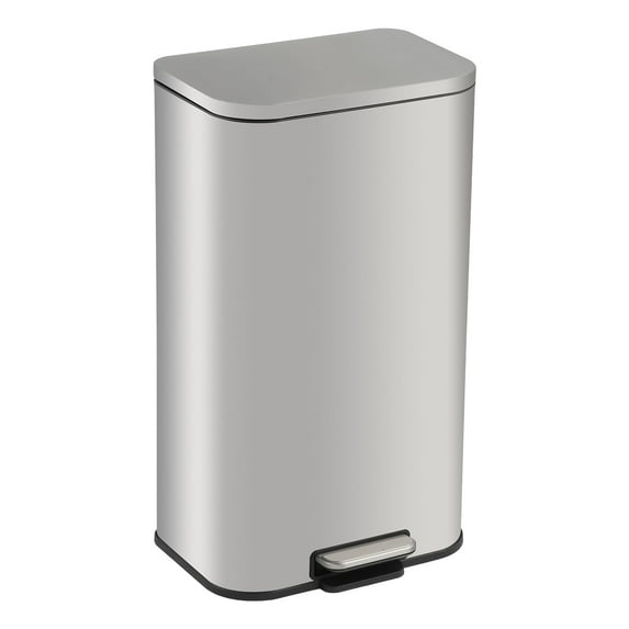 Roromall 3.2 Gallon Trash Can 12L Stainless Steel Step Trash Can with Soft-Close Lid & Removable Inner Bucket, Rectangular Garbage Can for Kitchen Office Bathroom Living Room
