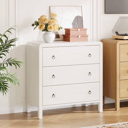 Roromall 3 Drawer Dresser for Bedroom, Modern Wood Closet Dressers Chest of Drawers, Freestanding Storage Clothes Organizer for Living Room, Hallway