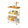 thumbnail image 1 of Roromall 3-Tier Rolling Cart, Utility Cart with Lockable Wheels, Storage Organizer Trolley for Kitchen, Office, Bedroom, Sturdy Metal Frame Wooden Top Cart, 1 of 6