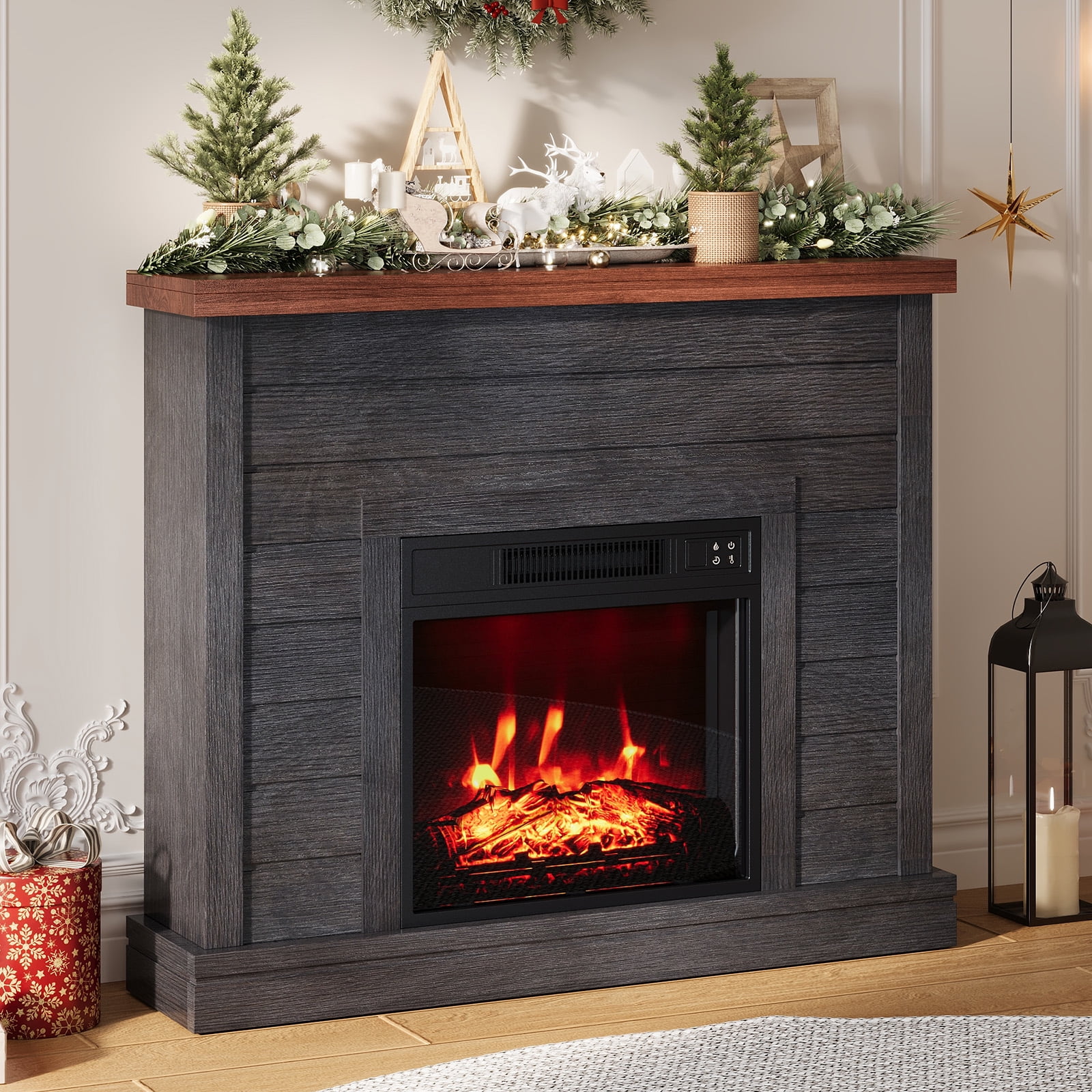 Roromall 38" Electric Fireplace Mantel, TV Stand with 19" Electric