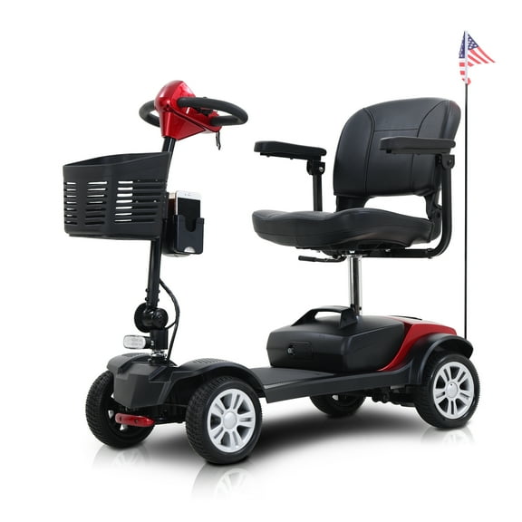 Roromall 4-Wheel Electric Mobility Scooter Travel Wheelchairs with 2 in 1 Cup Holder Powered Scooter for Elderly Adults Senior