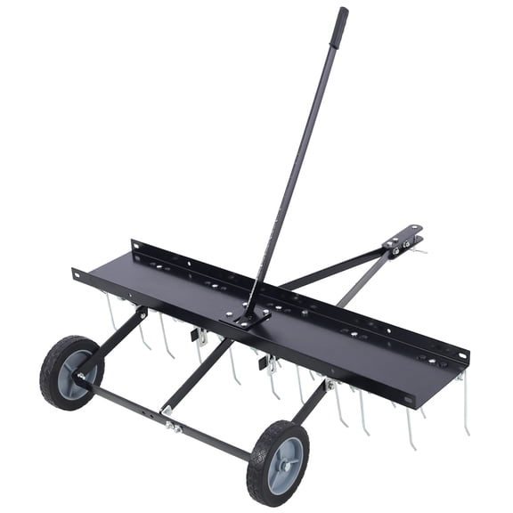 Roromall 40-Inch Tow Behind Dethatcher Lawn Tractor Rake Lawn Mower Attachments with 20 Spring Tines for Yard Garden Patio Lawn Farm
