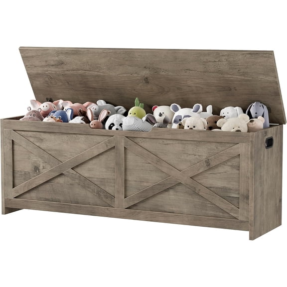Roromall 47.2" Storage Chest, Wooden Storage Bench with Safety Hinges, Large Toy Chest for Entryway, Living Room, Bedroom, Easy Assembly