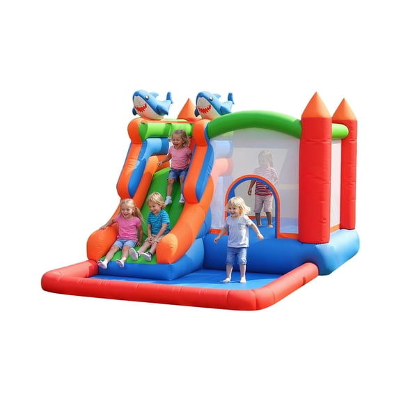 Roromall 5-in-1 Heavy-Duty Bounce House for Kids, Inflatable Bouncy Castle with Slide & Water Pool, Indoor Outdoor Play for Birthday Christmas, Quick-Setup Backyard Party Inflatable Gift
