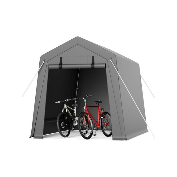 Roromall 6' x 8' Outdoor Portable Storage Shed, Waterproof & UV-Resistant Garage Shelter with 2 Roll-Up Zipper Doors, Anti-Snow Carport Tent for Motorcycle, Bike, and Outdoor Equipment