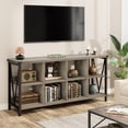 thumbnail image 1 of Roromall 62" Industrial 8-Cube Storage Organizer with 3-Tier Metal Horizontal Bookcase, Long Low Console Shelf for Entryway, Living Room, 1 of 5