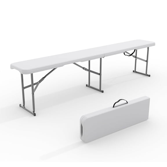 Roromall 6Ft Portable Bench, Folding Bench with Carry Handle, HDPE Plastic Benches for Outdoor, Camping, Picnic, Sports, Party