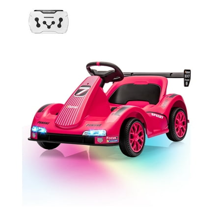 Roromall 6V Electric Racer Go Kart for Kids, Ride on Car with 2.4G Remote Control, Pedal Operation, Safety Belt, Music & USB, 2MPH Max Speed