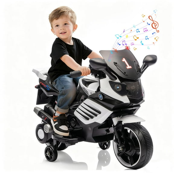 Roromall 6V Ride On Motorcycle, Battery Powered Ride On Toys w/Treaded Tires, Working Headlight, Horn, Music, Training Wheels, Stable Electric Motorcycle