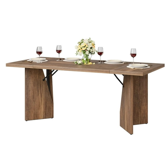 Roromall 71" Rectangular Dining Table for 6, Farmhouse Kitchen Table with Large Tabletop, Long Wooden Dining Room Table with Heavy Duty Legs
