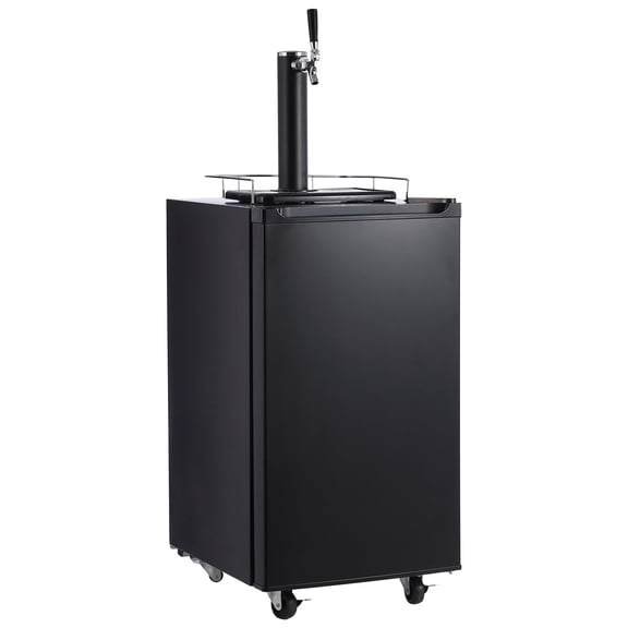 Roromall Beer Kegerator, Single Tap Draft Beer Dispenser, Refrigerator With Shelves, 32F- 50F Temperature Control, Drip Tray & Rail, Black