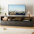 thumbnail image 1 of Roromall Black TV Stand up to 80" TVs, 70-inch Media Center with Open Shelves and 3 Storage Drawers, Modern Entertainment Center, for Living Room, Bedroom, Office, 1 of 8
