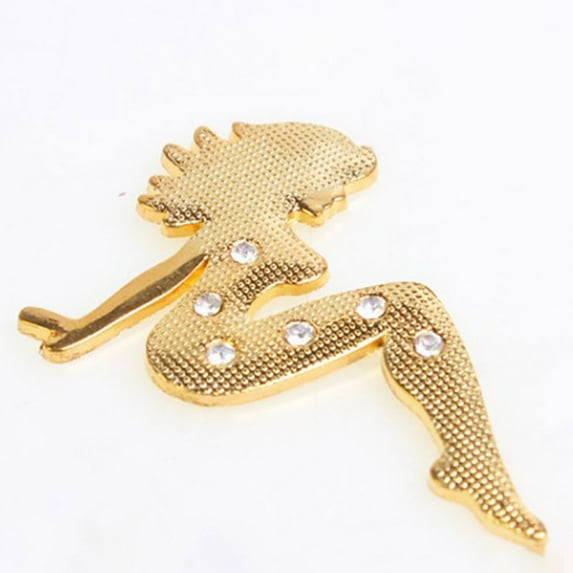 Roromall Car Styling Sticker 3D Diamond Beautiful Woman Car Body Sticker Racing Decal Metal Style