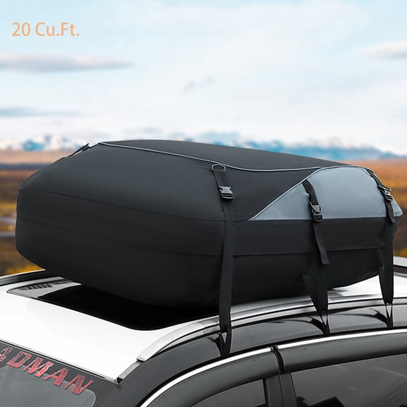 Roromall Cargo Carrier Roof Bag without Luggage Rack, Waterproof Car Rooftop Bag with Tightening Straps, Combination Lock, Storage Bag, Black