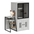 thumbnail image 1 of Roromall Cat Litter Box Enclosure for 2 Cats, Double Cat House with Doors & Storage Space, Enclosed Litter Box Furniture with Ladder, 1 of 9