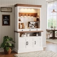 thumbnail image 1 of Roromall Coffee Bar Cabinet with LED Light, 72" Tall Farmhouse Coffee Bar Hutch with Storage, Sideboard Buffet Cabinet with Microwave Stand, 6 Hooks, 3 Drawers for Kitchen Living Dining Room, 1 of 8