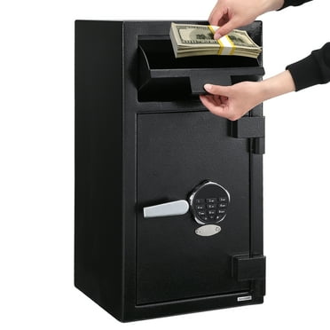 Roromall Digital Depository Safe Box, Electronic Steel Safe with Keypad, Locking Drop Box with Slot, Metal Lock Box with 2 Emergency Keys for Valuables, 13.7" x 15.7" 27.2"