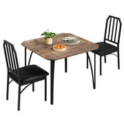 Roromall Dining Table Set for 4, Kitchen Table and Chairs with Chamfer Design, 3/5 Piece Dining Room Table Set with Cushion Seats for Small Space, Home Kitchen, Apartment